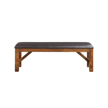 ApoLo Bench, Espresso Leatherette & walnut