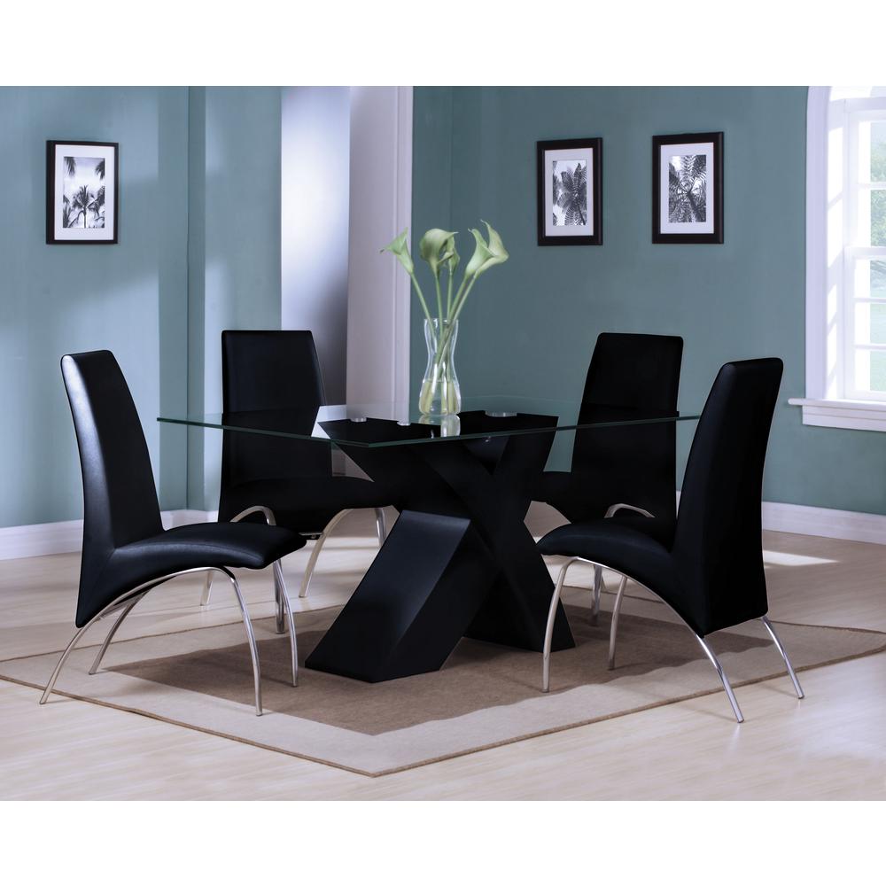 Pervis Dining Table, Black & Clear Glass