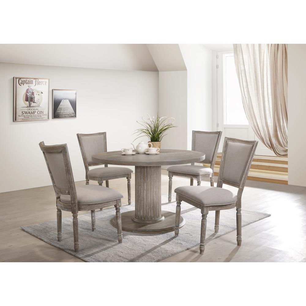 Gabrian Side Chair (Set-2), Fabric & Reclaimed Gray