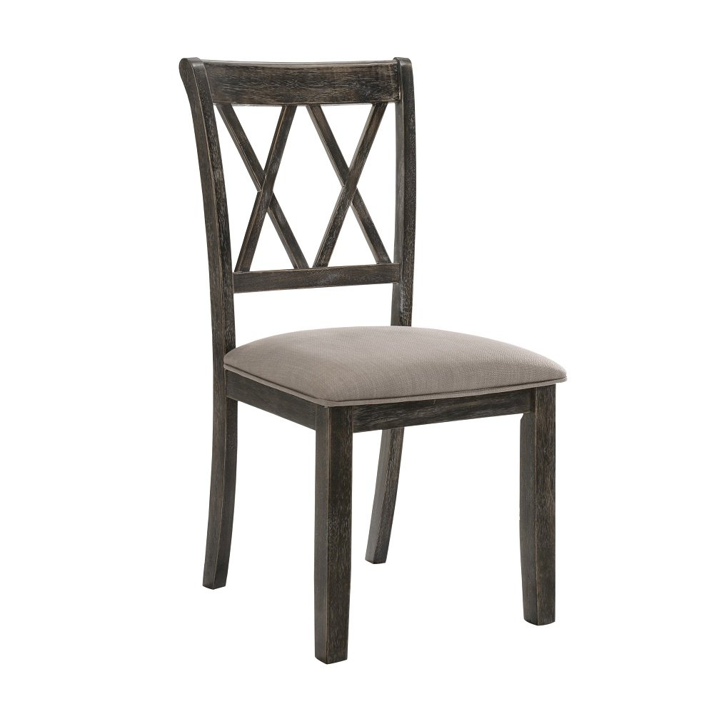 Claudia II Side Chair (Set-2), Fabric & Weathered Gray