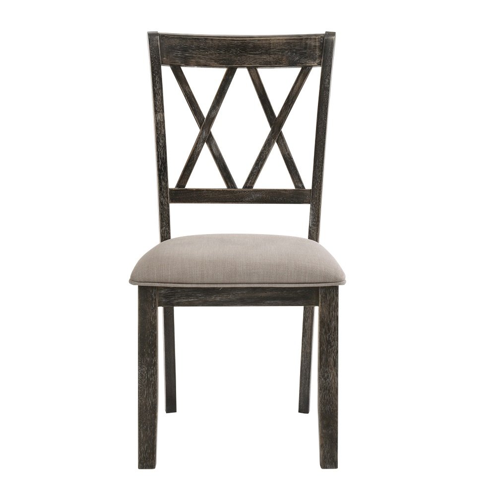 Claudia II Side Chair (Set-2), Fabric & Weathered Gray