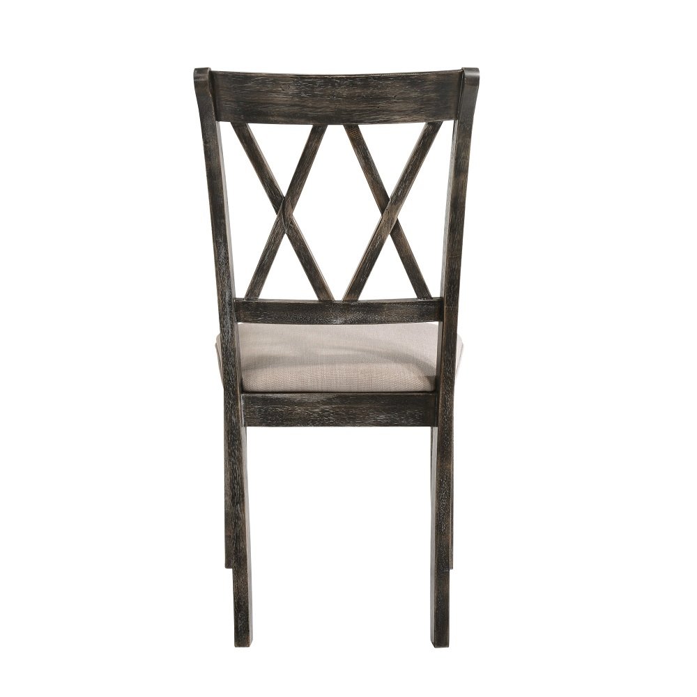 Claudia II Side Chair (Set-2), Fabric & Weathered Gray