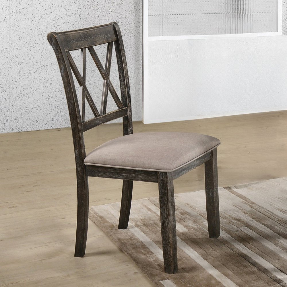 Claudia II Side Chair (Set-2), Fabric & Weathered Gray