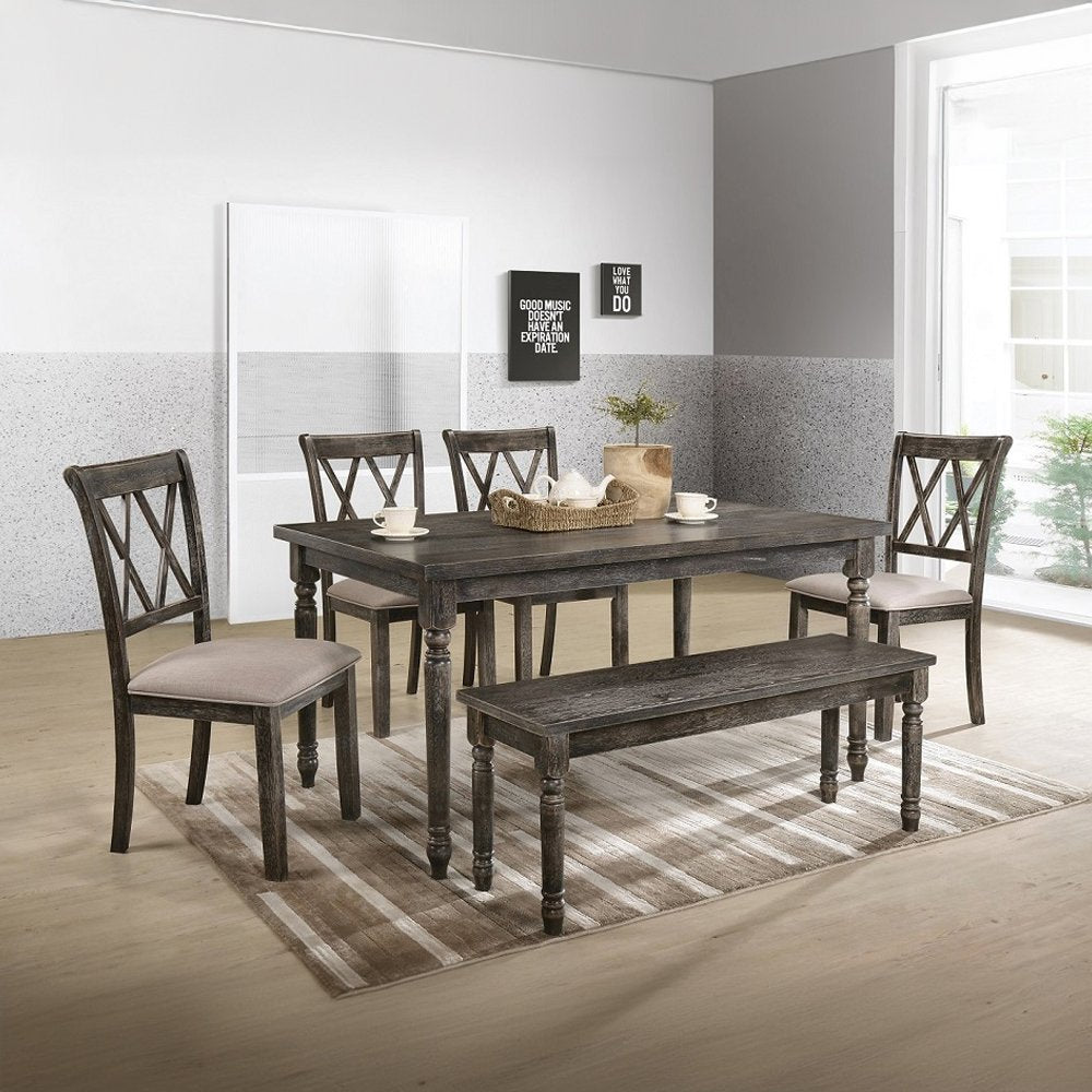 Claudia II Side Chair (Set-2), Fabric & Weathered Gray