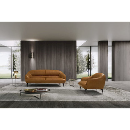 Leonia Loveseat, Cognac Tan Top Grain Leather