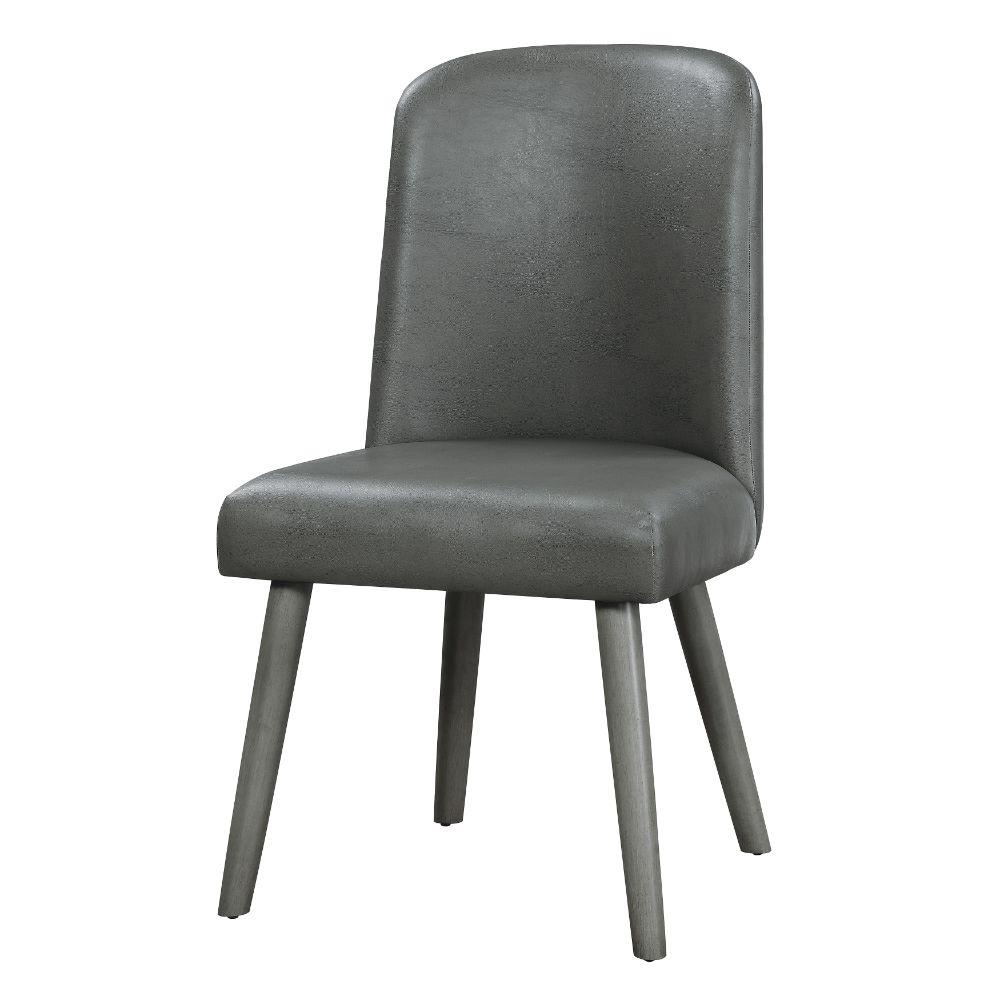 Waylon Side Chair (Set-2), Gray Leatherette & Gray Oak