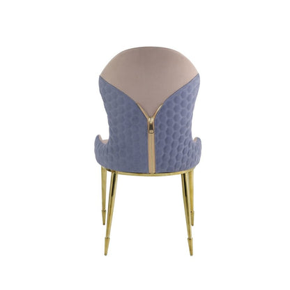 Caolan Side Chair (Set-2), Tan, Lavender Fabric & Gold