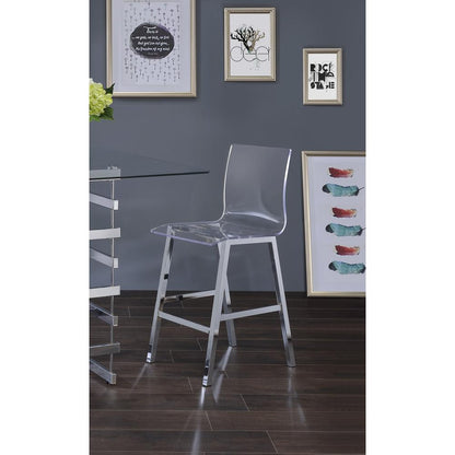 Nadie Counter Height Chair (Set-2), Clear Acrylic & Chrome