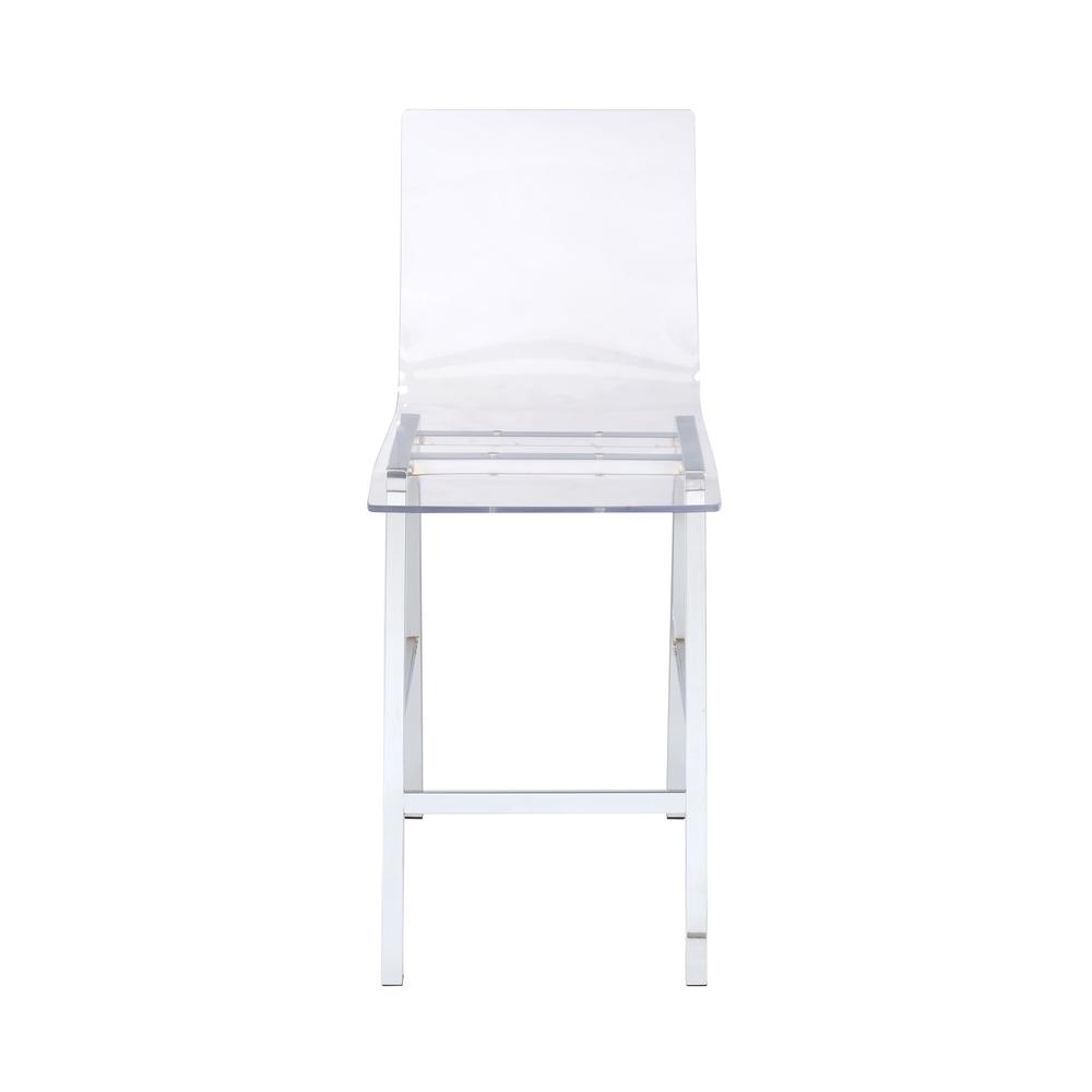 Nadie Counter Height Chair (Set-2), Clear Acrylic & Chrome