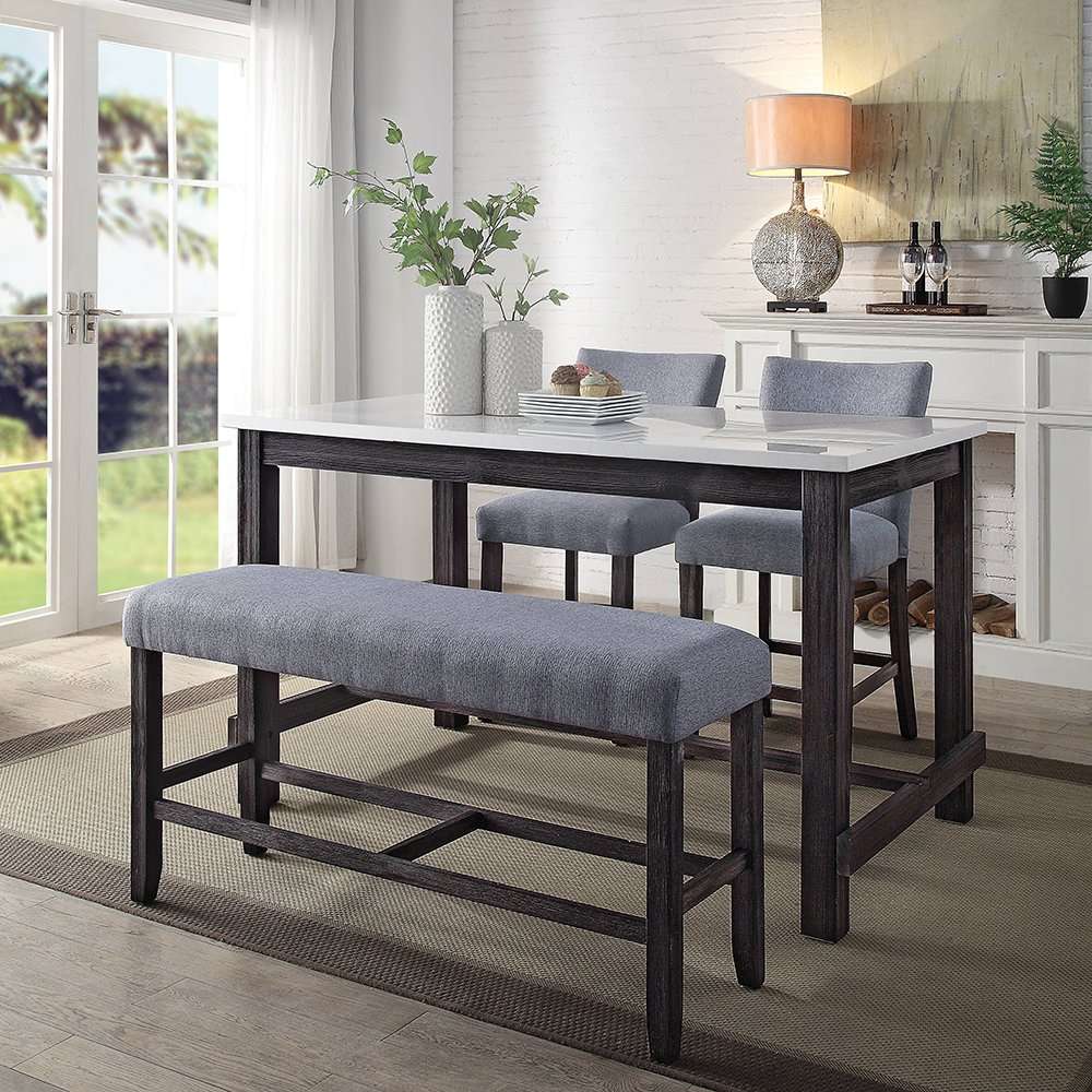 Yelena Counter Height Table w/Natrual Marble Top, Natural Marble Top