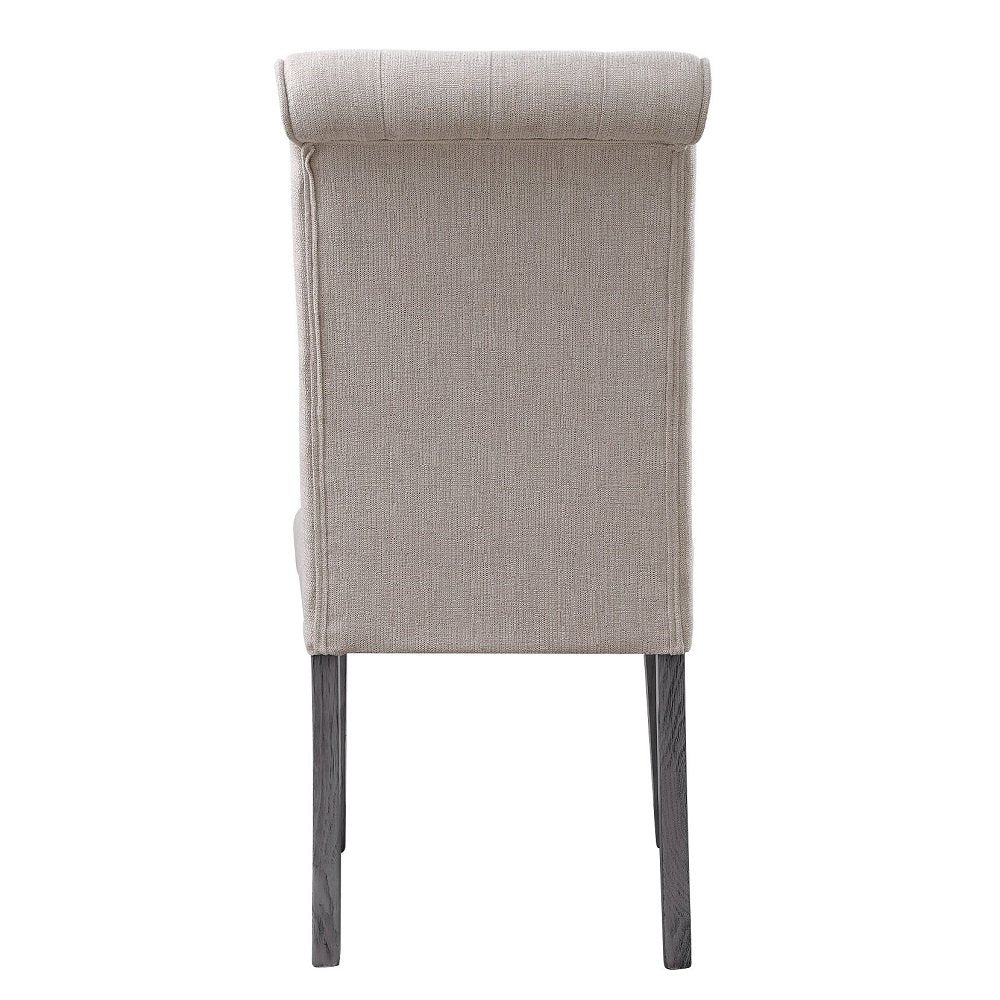 Yabeina Side Chair (Set-2), Beige Linen & Gray