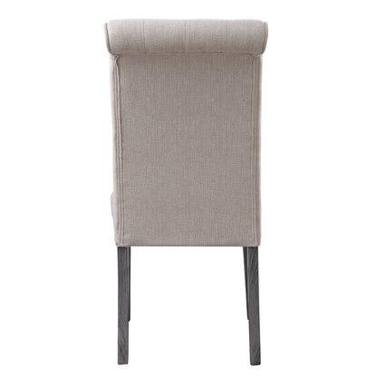 Yabeina Side Chair (Set-2), Beige Linen & Gray