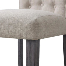 Linen Armless Accent Chair with Hickory Wood Frame, Beige Linen & Gray, Set of 2