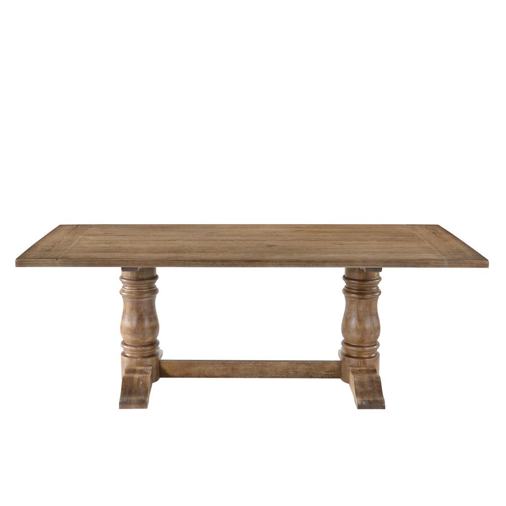 Leventis Side Chair (Set-2), Cream Linen & Weathered Oak