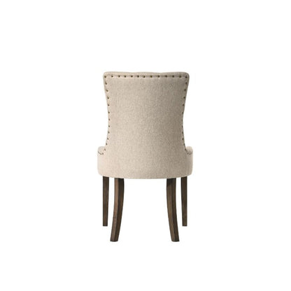 Farren Side Chair (Set-2), Beige Fabric & Weathered Oak