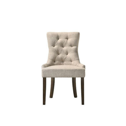 Farren Side Chair (Set-2), Beige Fabric & Weathered Oak