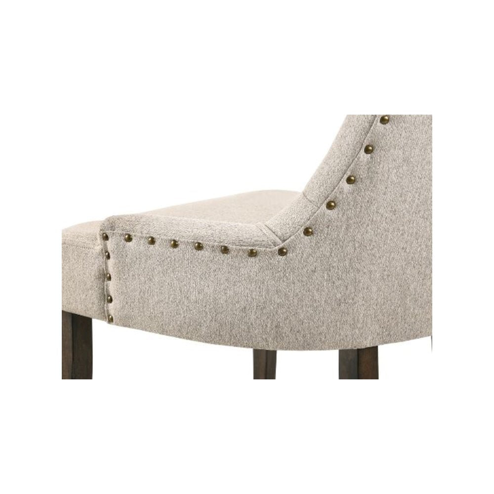 Farren Side Chair (Set-2), Beige Fabric & Weathered Oak