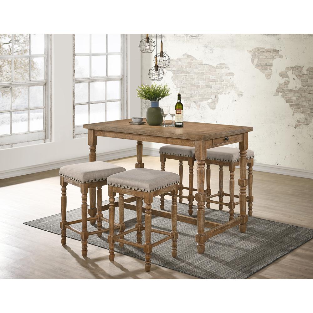 Farsiris Counter Height Table, Weathered Oak