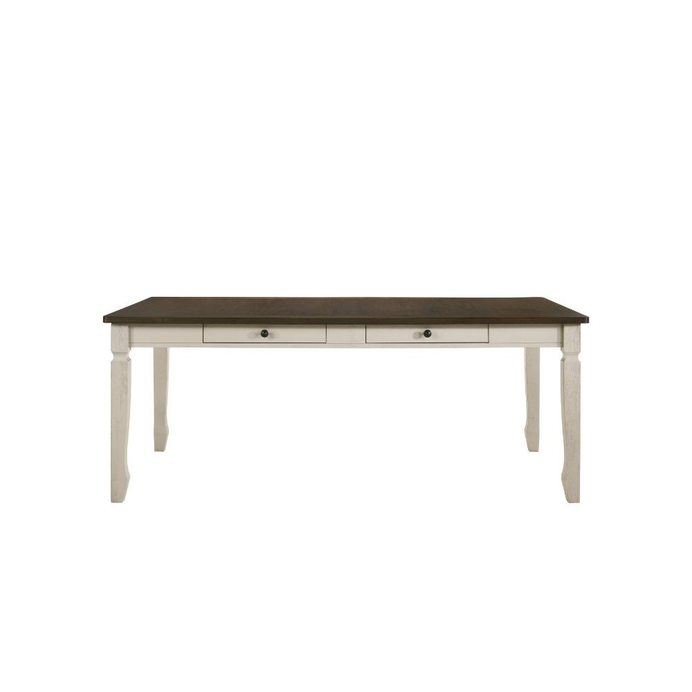 Fedele Dining Table, Weathered Oak & Cream