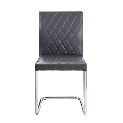 Ansonia Side Chair (Set-2), Gray Leatherette & Chrome
