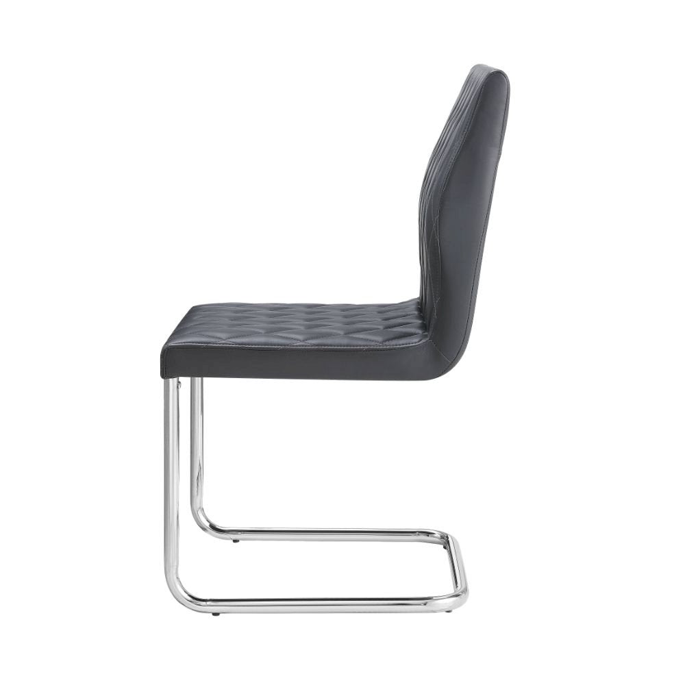 Ansonia Side Chair (Set-2), Gray Leatherette & Chrome