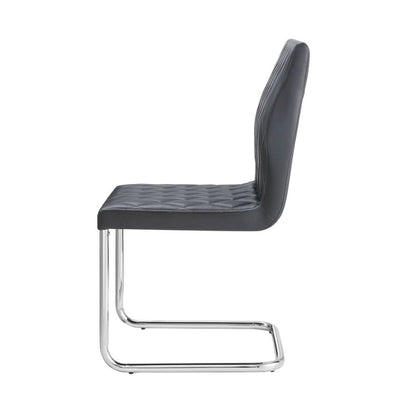 Ansonia Side Chair (Set-2), Gray Leatherette & Chrome