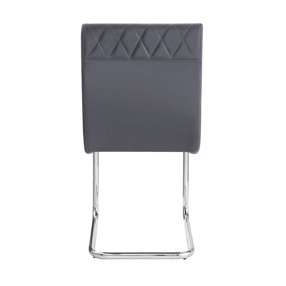 Ansonia Side Chair (Set-2), Gray Leatherette & Chrome