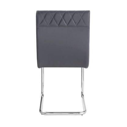 Ansonia Side Chair (Set-2), Gray Leatherette & Chrome