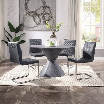 Ansonia Side Chair (Set-2), Gray Leatherette & Chrome