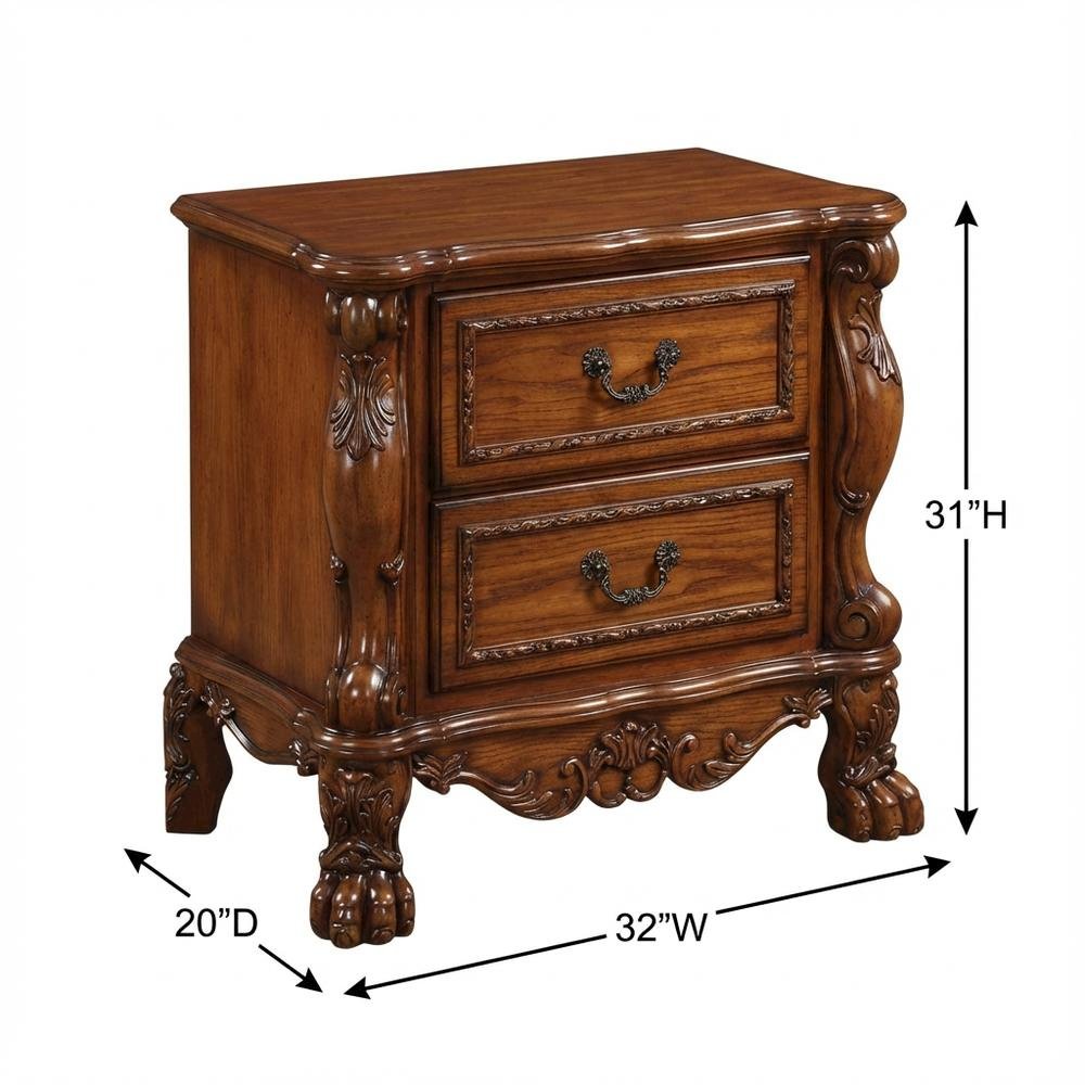 Cherry Oak Nightstand with Transitional and Vintage Style