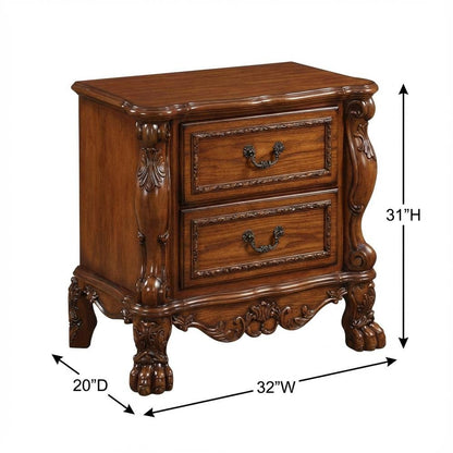 Cherry Oak Nightstand with Transitional and Vintage Style