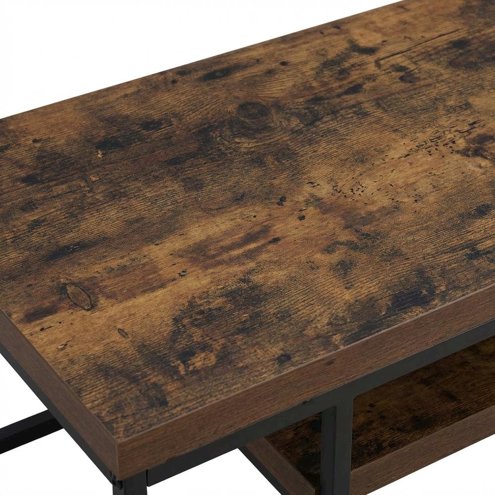 Weathered Oak & Black Metal TV Stand with Elegant Storage Design