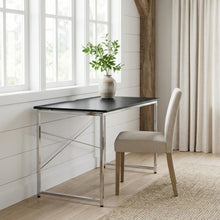 Black And Chrome Office Writing Desk With Spacious Work Surface