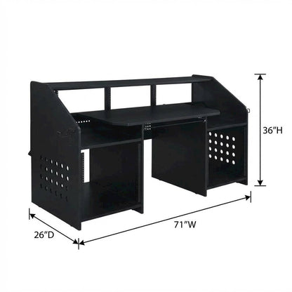Black Finish Music Desk With Industrial Style And Rectangular Surface