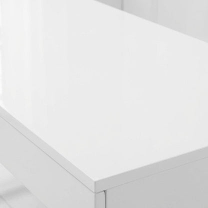 White High Gloss And Gold Office Desk With Metal Frame And Spacious Surface