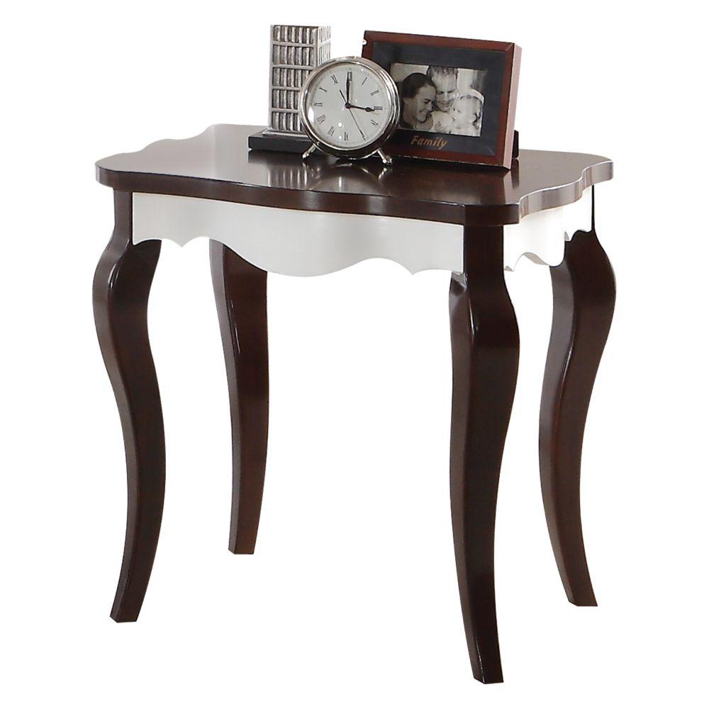 Mathias End Table, Walnut & White