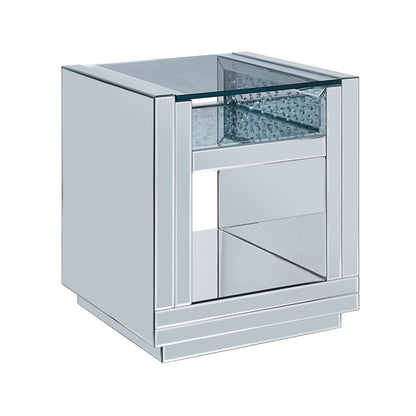 Nysa End Table, Mirrored & Faux Crystals