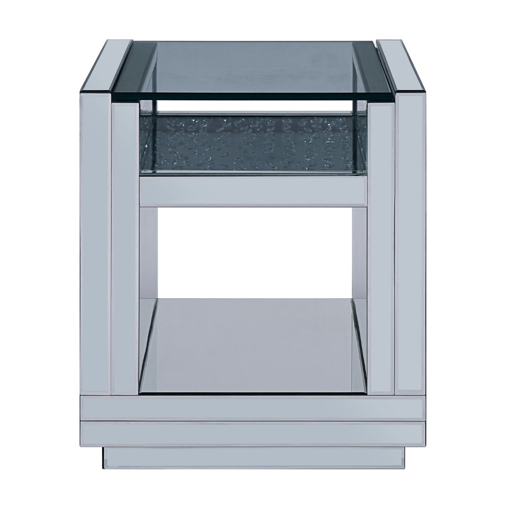 Nysa End Table, Mirrored & Faux Crystals