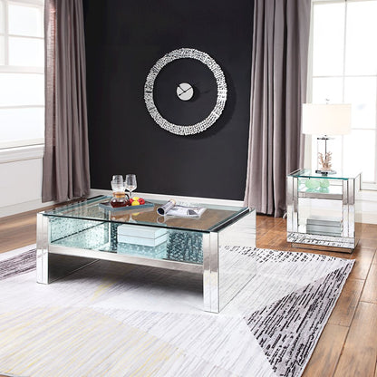 Nysa End Table, Mirrored & Faux Crystals
