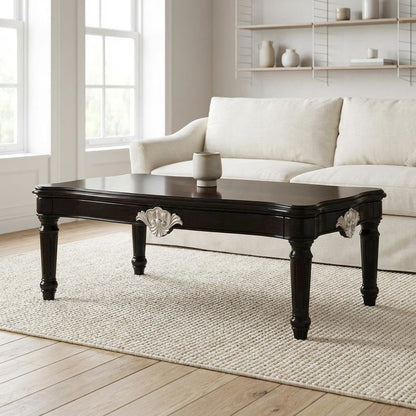 Black Coffee Table with Sturdy Frame and Spacious Surface