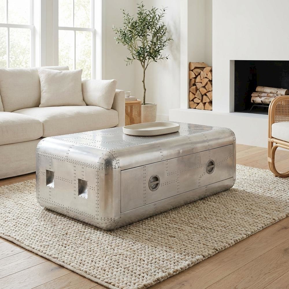 Aluminum Coffee Table with Durable Metal Frame and Spacious Surface