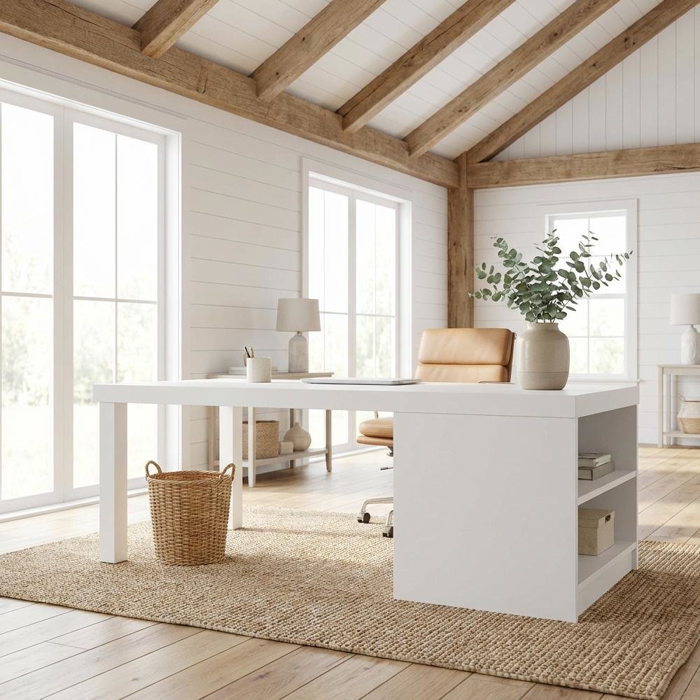 White Rectangular Coffee Table with High Gloss Wood and Chrome Accents