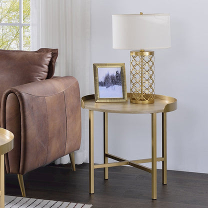 Mithea End Table, Oak Table Top & Gold