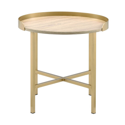 Mithea End Table, Oak Table Top & Gold