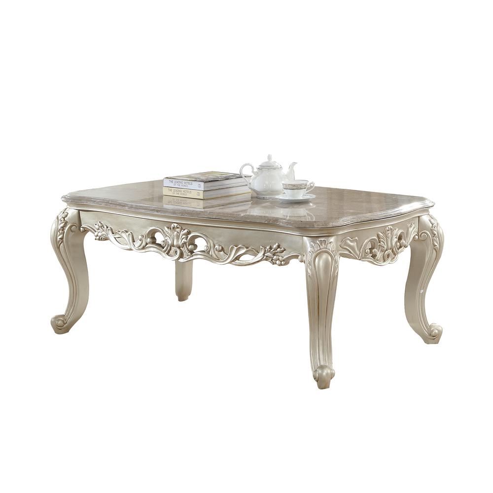 Gorsedd Coffee Table, Natural Marble Top & Golden Ivory
