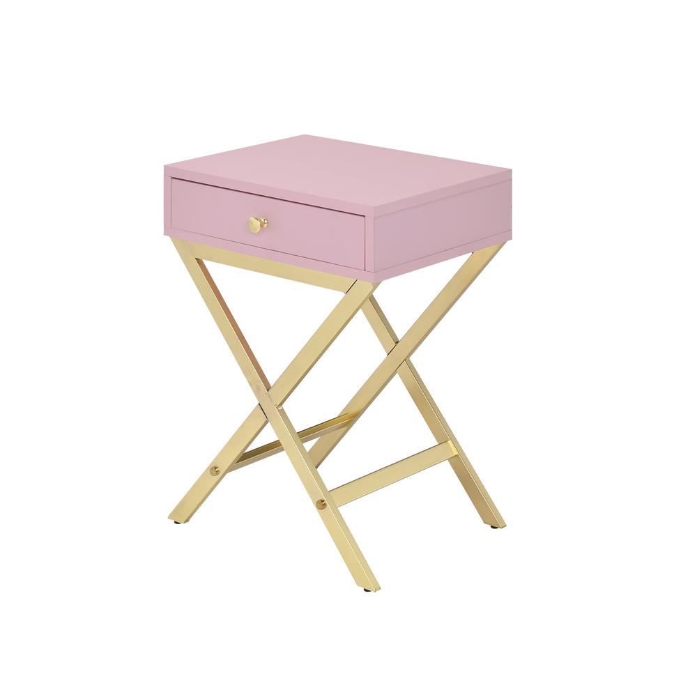 Coleen Accent Table, Pink & Gold