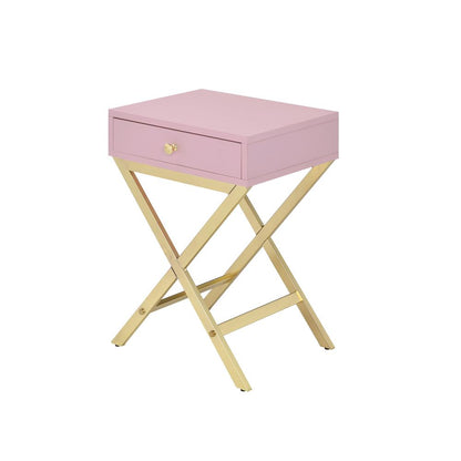Coleen Accent Table, Pink & Gold