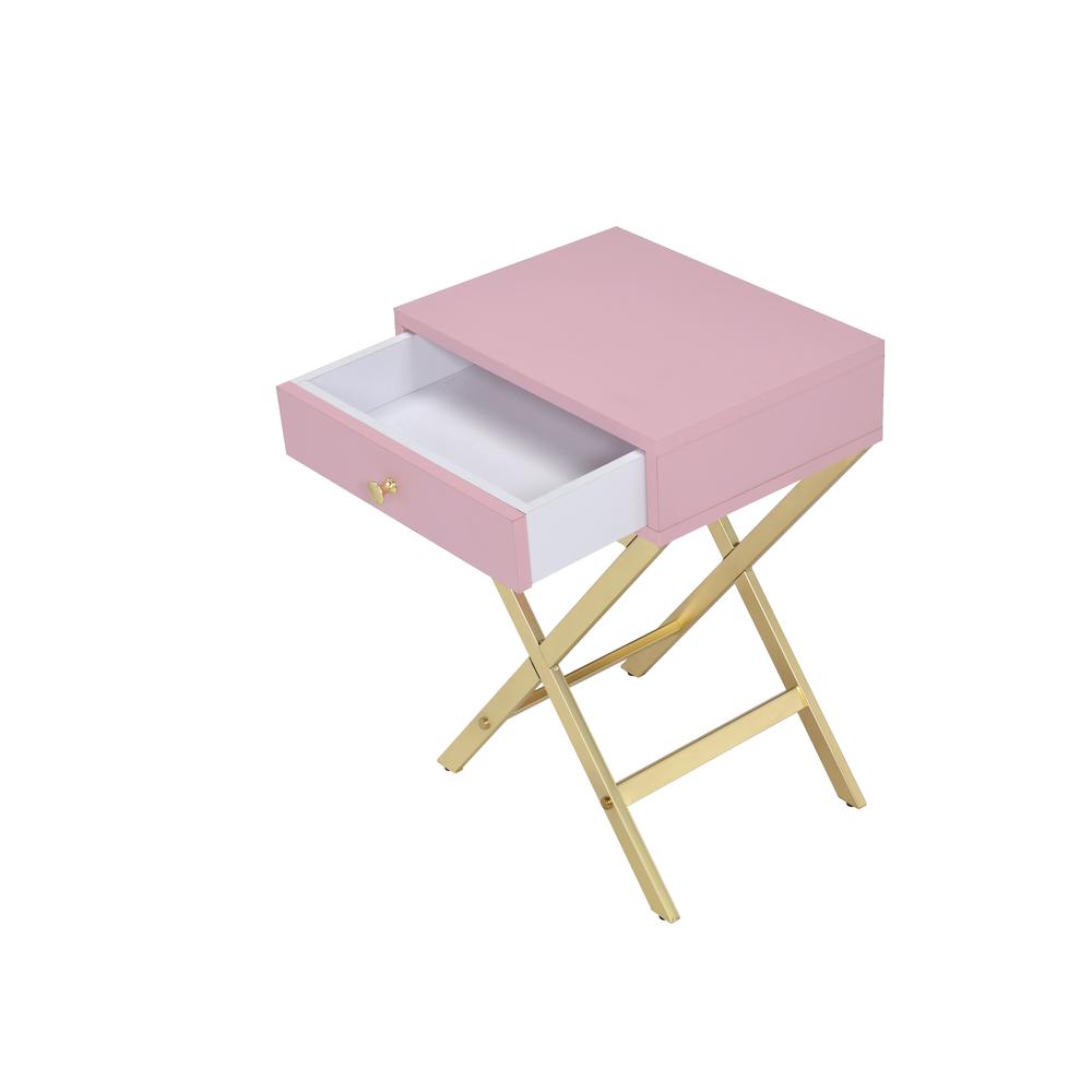 Coleen Accent Table, Pink & Gold