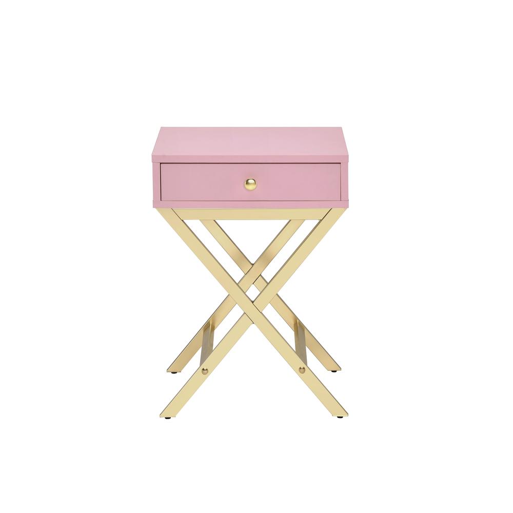 Coleen Accent Table, Pink & Gold