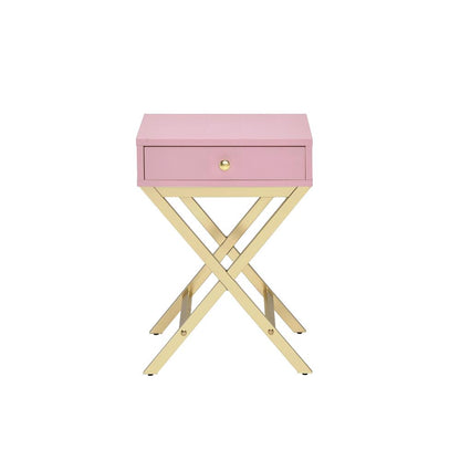 Coleen Accent Table, Pink & Gold